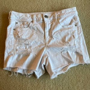 American Eagle Superstretch frayed White  shorts.